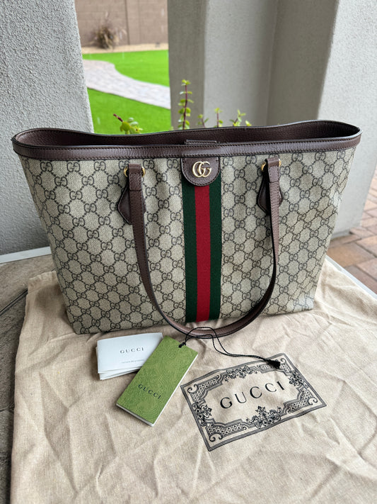 Gucci GG Supreme Monogram Medium Ophidia Shopping Tote