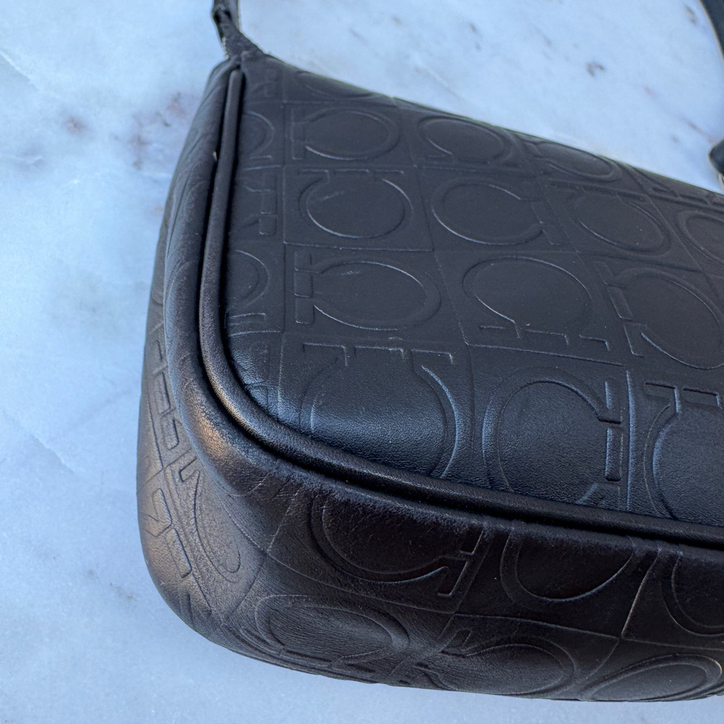 Salvatore Ferragamo Embossed Leather Shoulder Bag