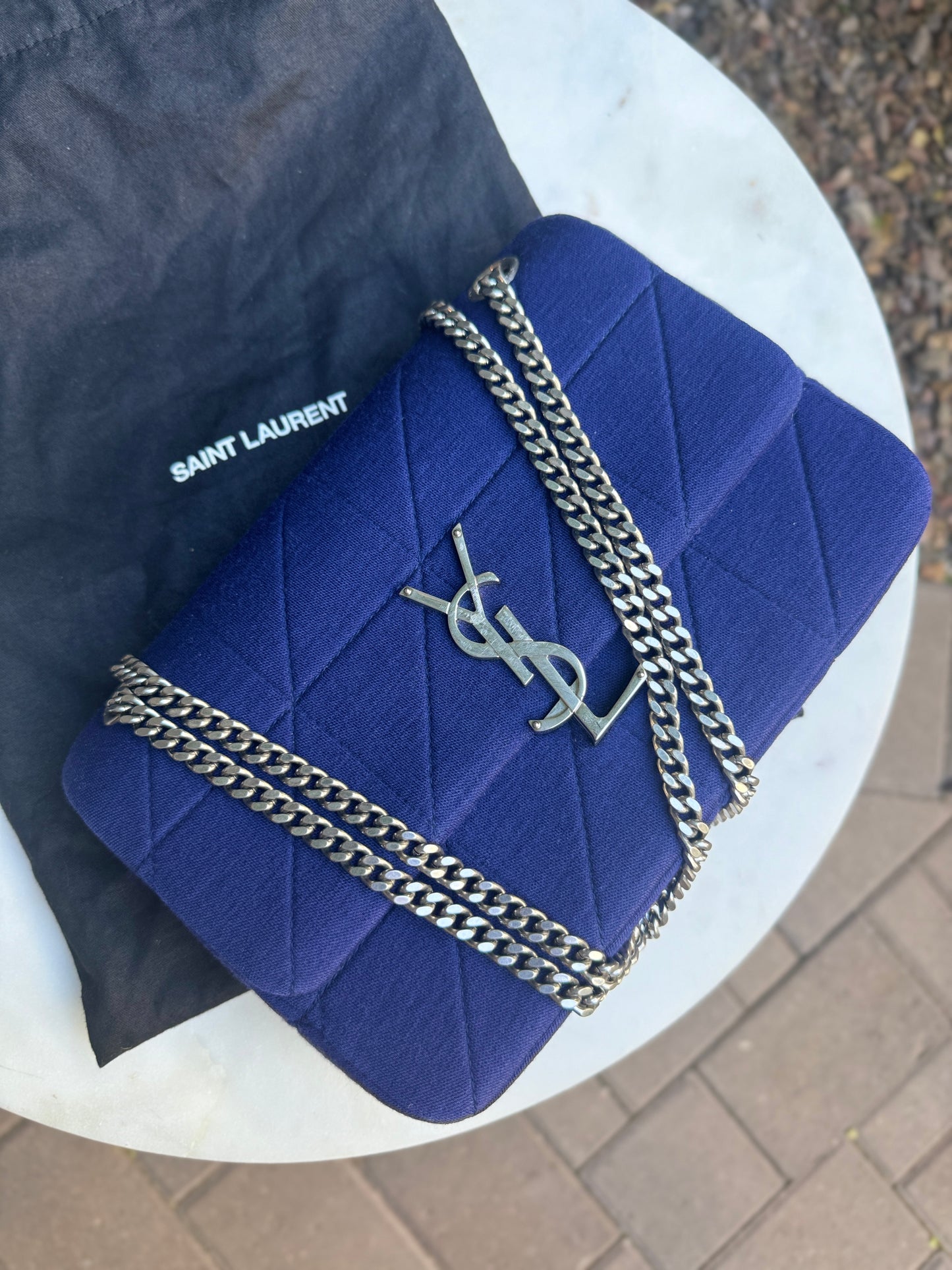 Saint Laurent Jamie Medium Jersey Wool Patchwork Crossbody