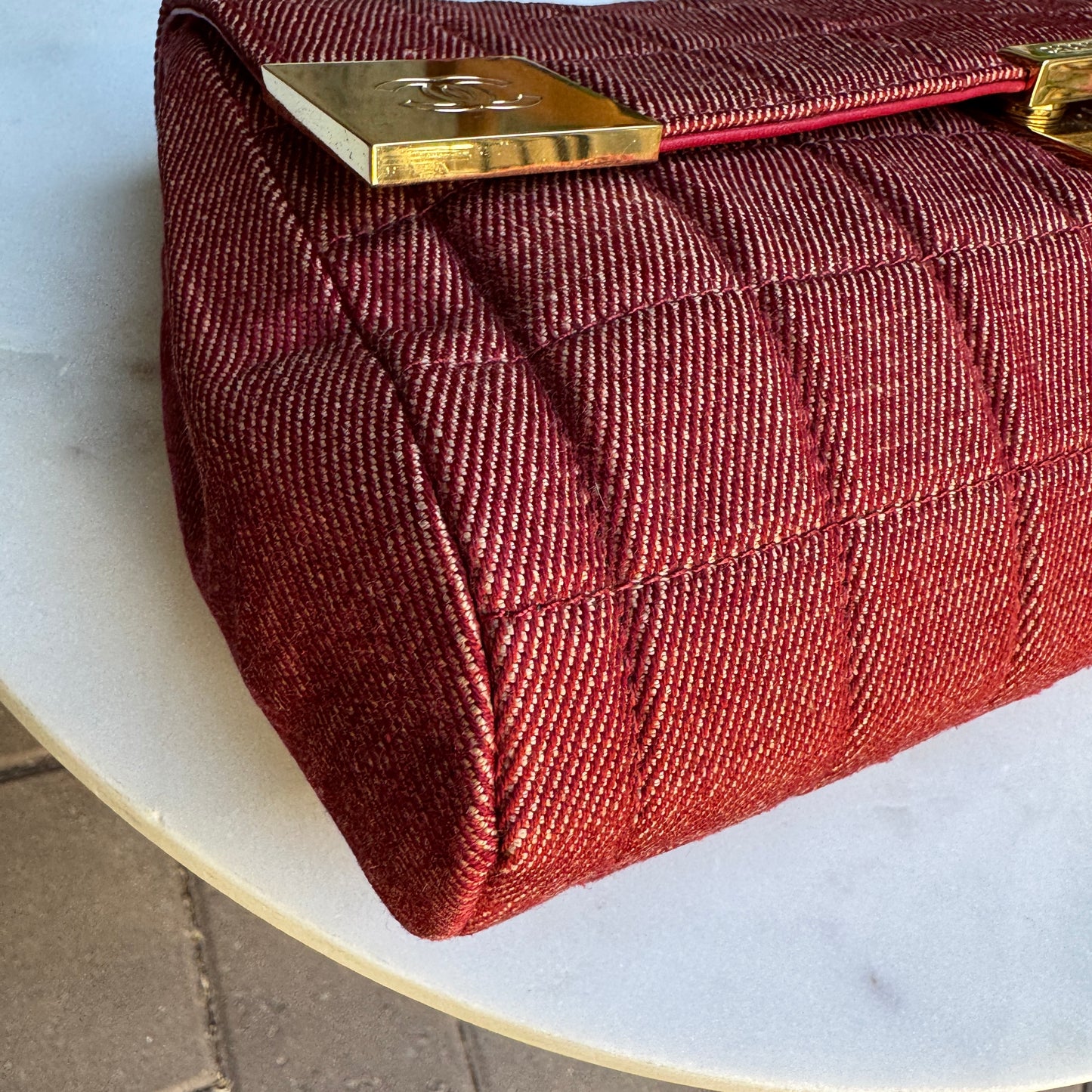 Chanel Vintage Denim Chocolate Bar Quilt Single Flap Shoulder Bag