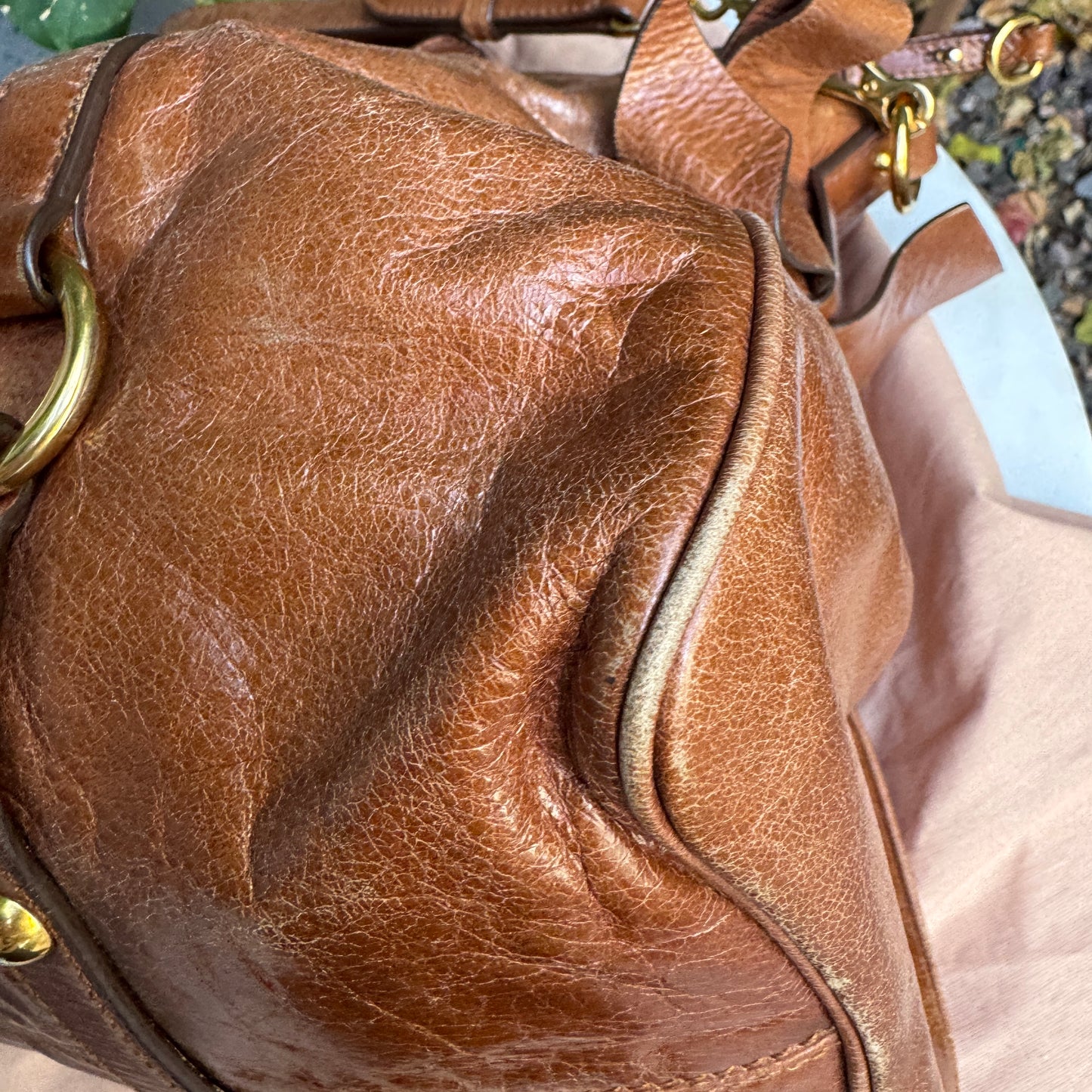 Miu Miu Vitello Lux Bow Leather Satchel