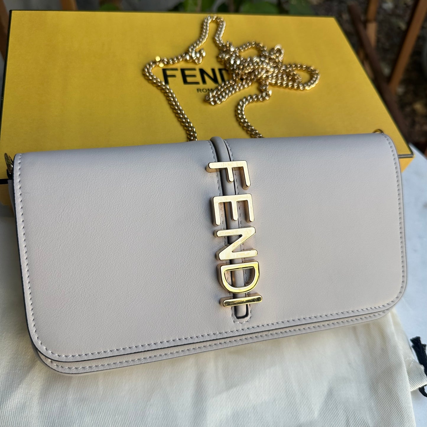 Fendi Fendigraphy Wallet On Chain Leather Crossbody