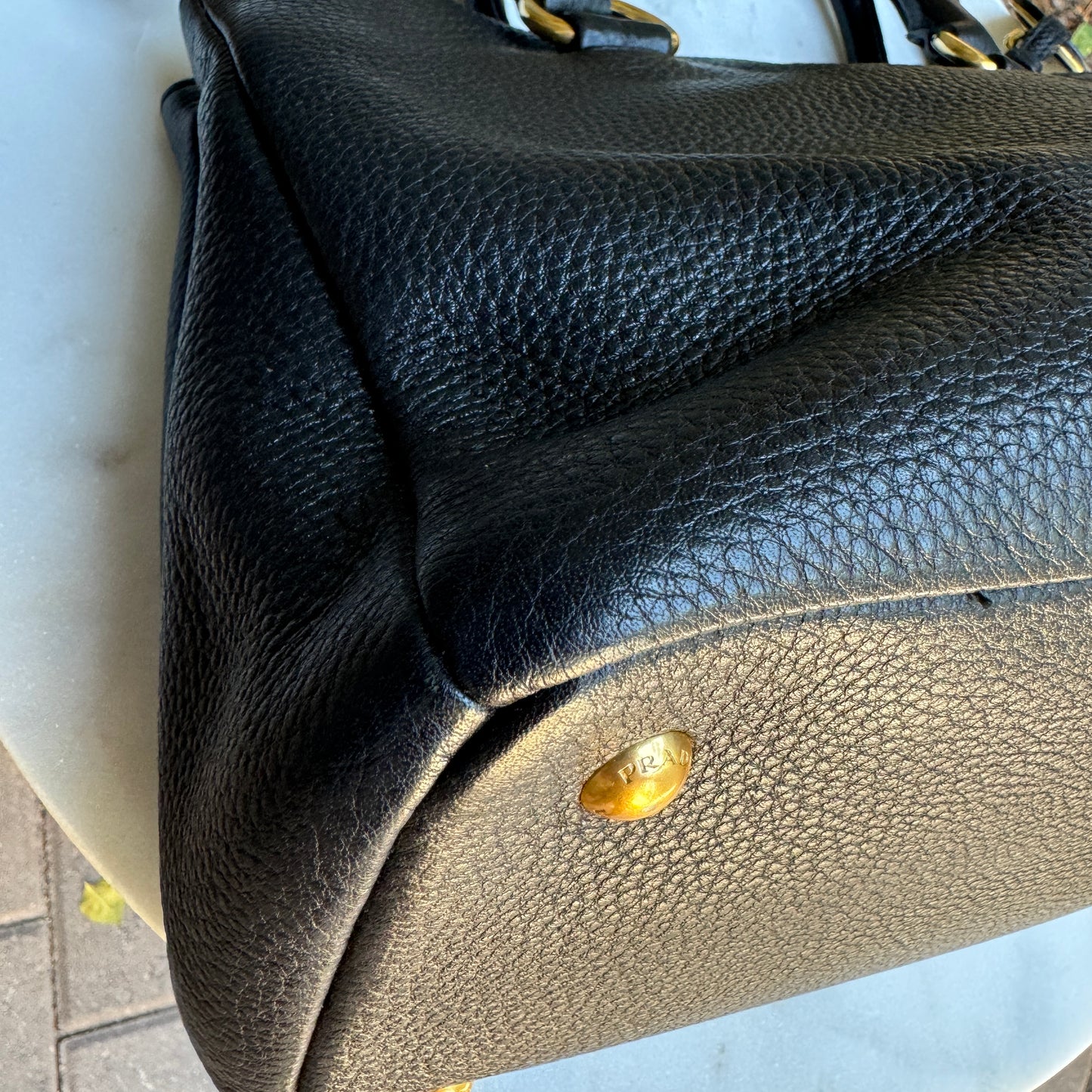 Prada Pebbled Leather Vitello Daino Crossbody