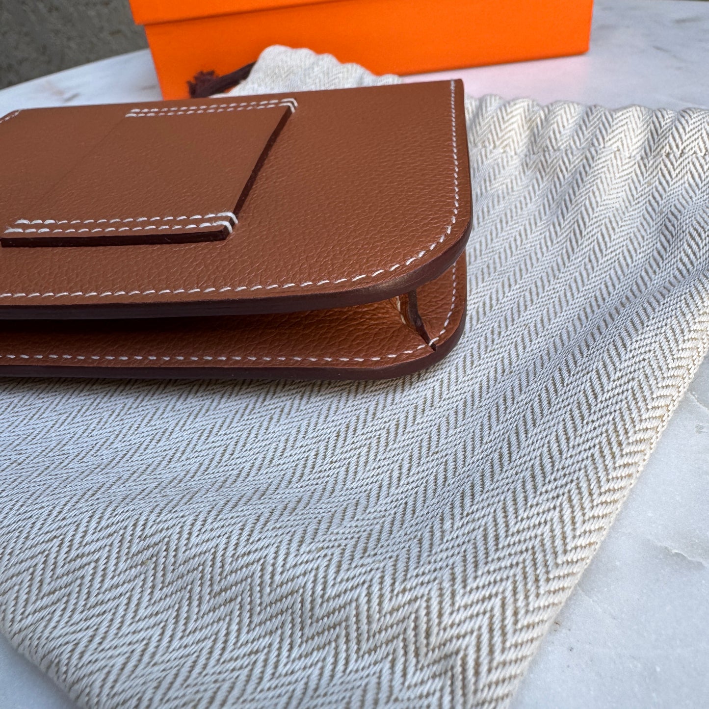 Hermès Gold Evercolor Leather Constance Slim Belt Bag Wallet