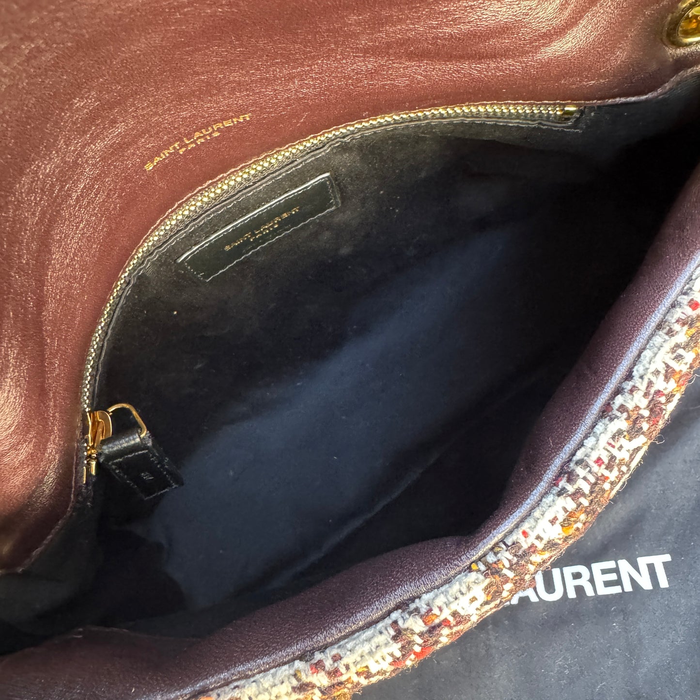 Saint Laurent Tweed Loulou Medium Monogram Puffer Shoulder Bag