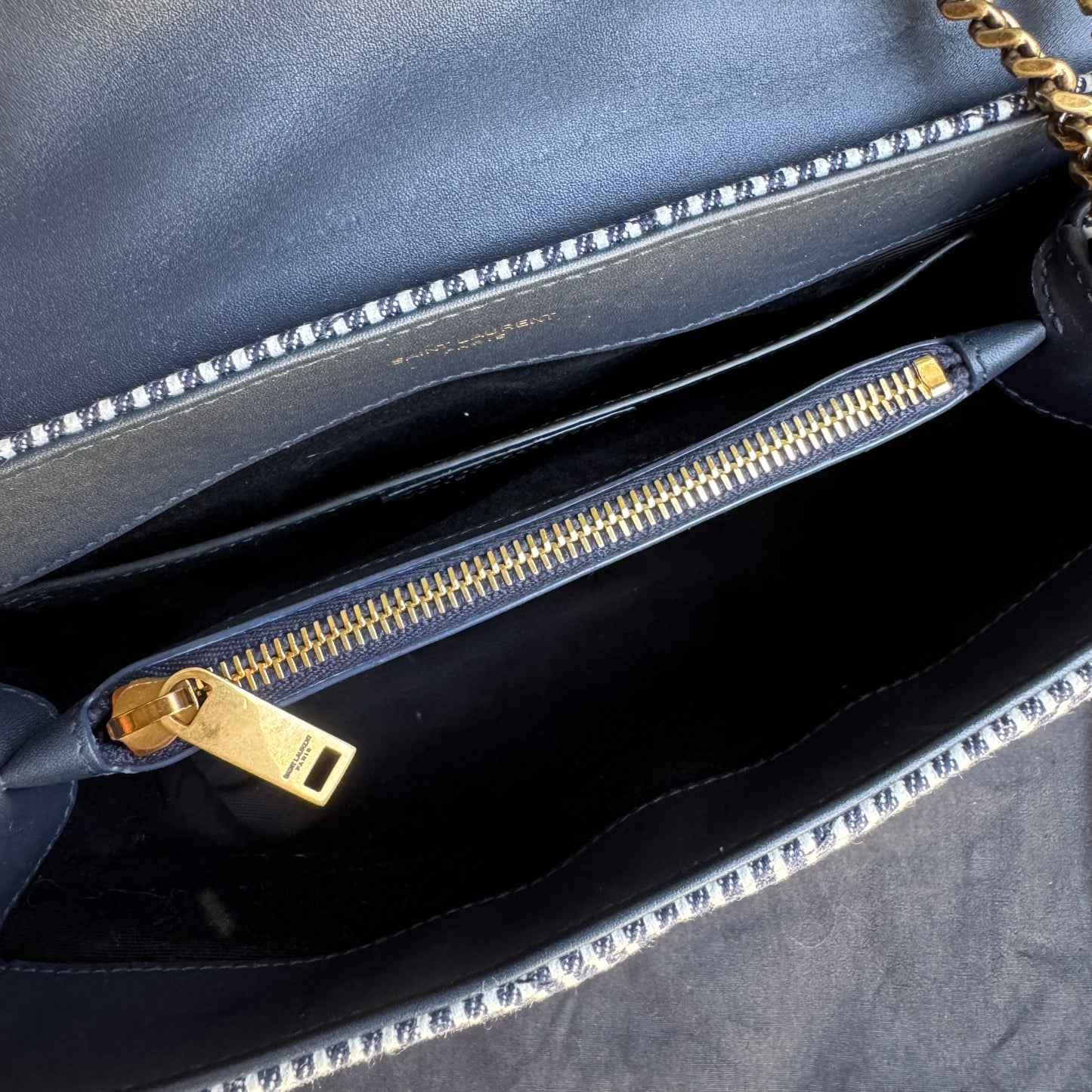 Saint Laurent Small Loulou Striped Chain Crossbody