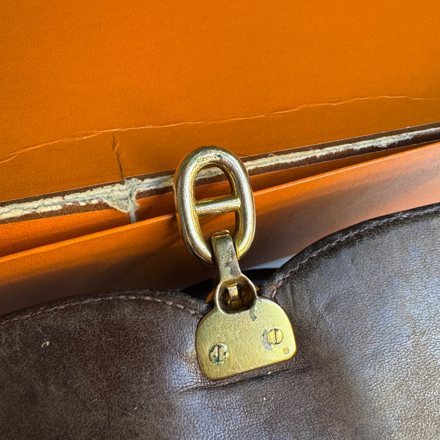 Hermès Vintage Shiny Crocodile Sac Chaine d'Ancre Top Handle Accordion Bag