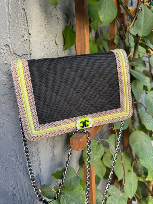 Chanel Fluo Boy Nylon WOC Wallet on Chain Crossbody