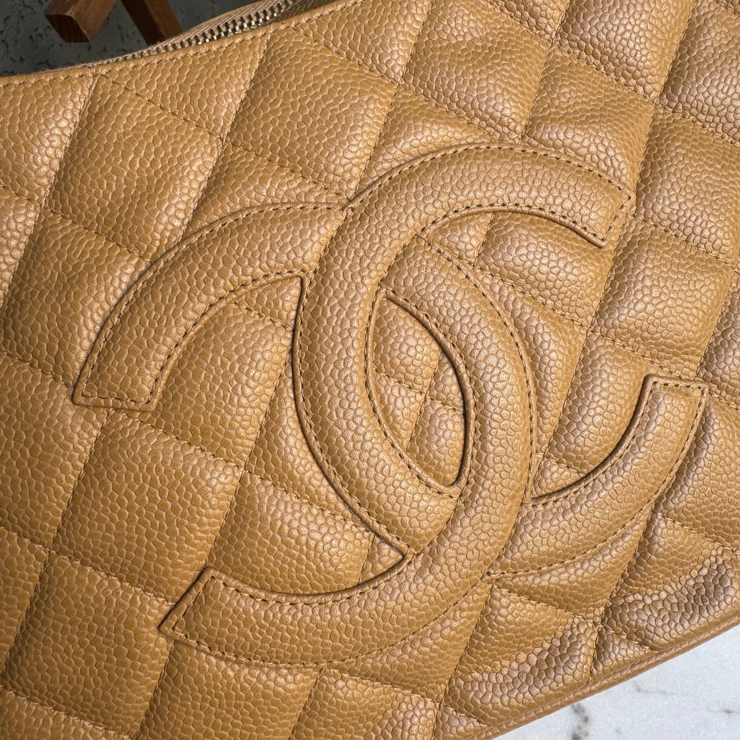 Chanel Timeless CC Quilted Caviar Leather Crescent Hobo Shoulder Bag