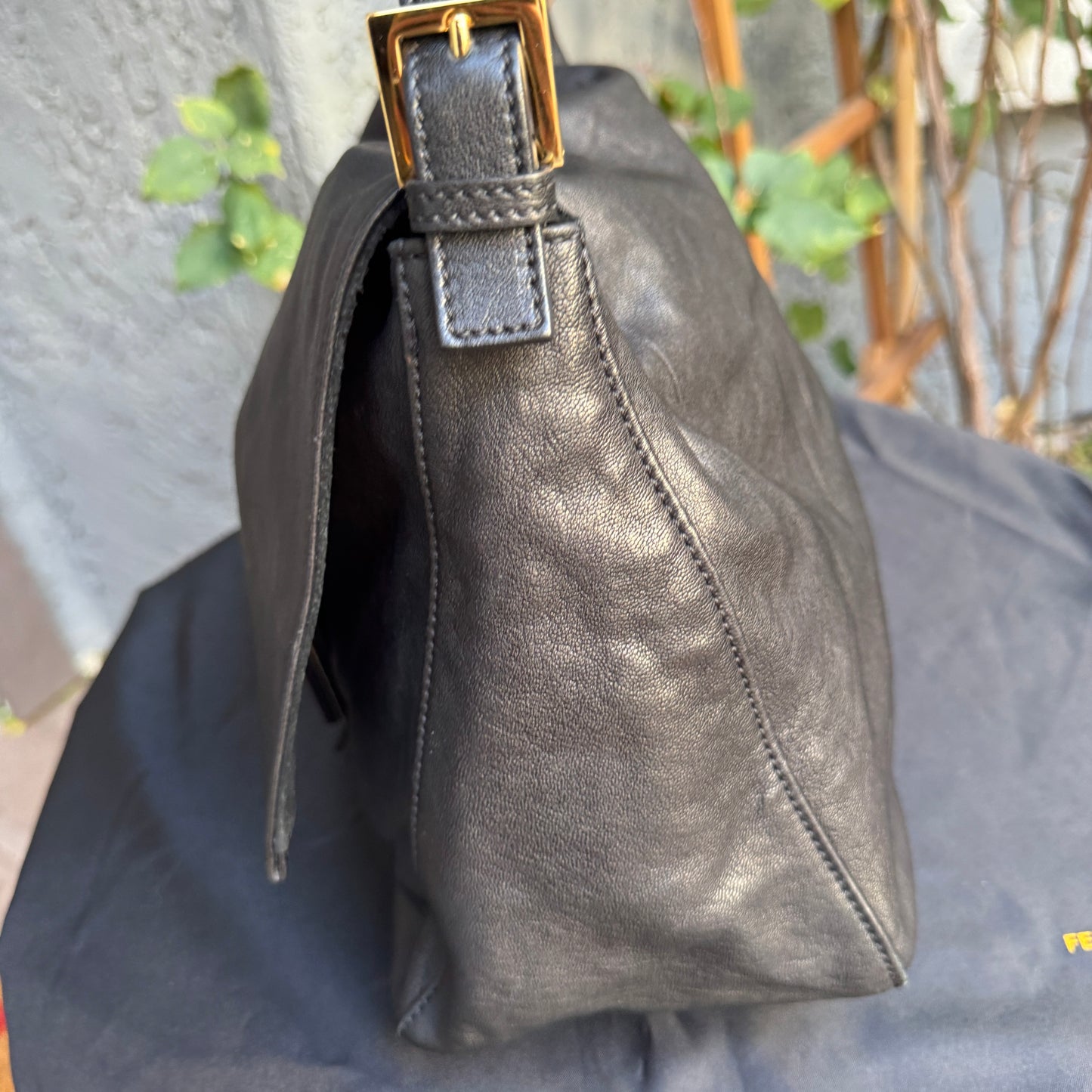 Fendi Lambskin Leather Tortoise Mamma Baguette