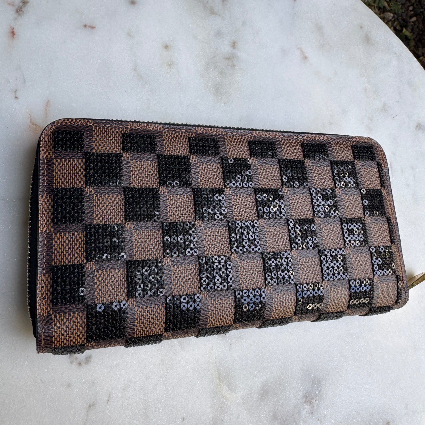 Louis Vuitton Damier Ebene Paillettes Zippy Wallet