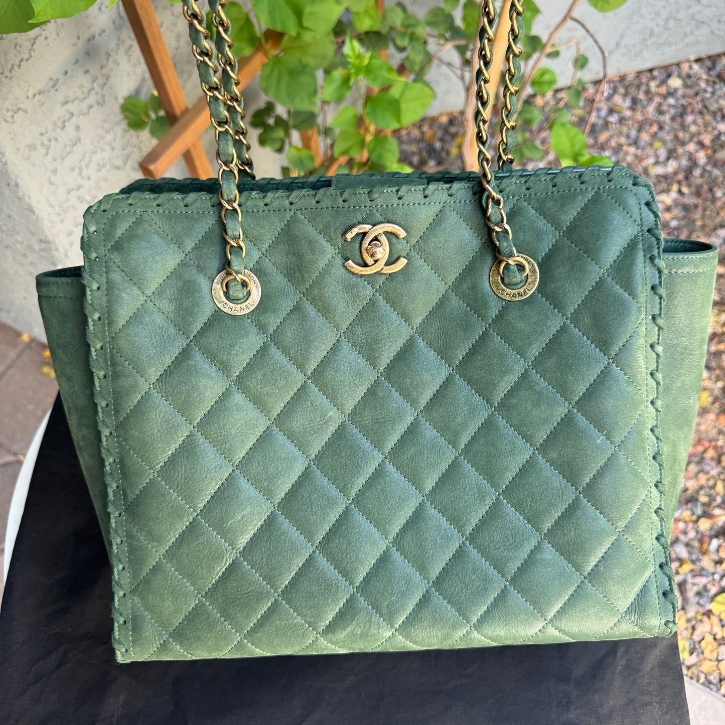 Chanel Nubuck Suede Quilted Whipstitch Happy Stitch Tote