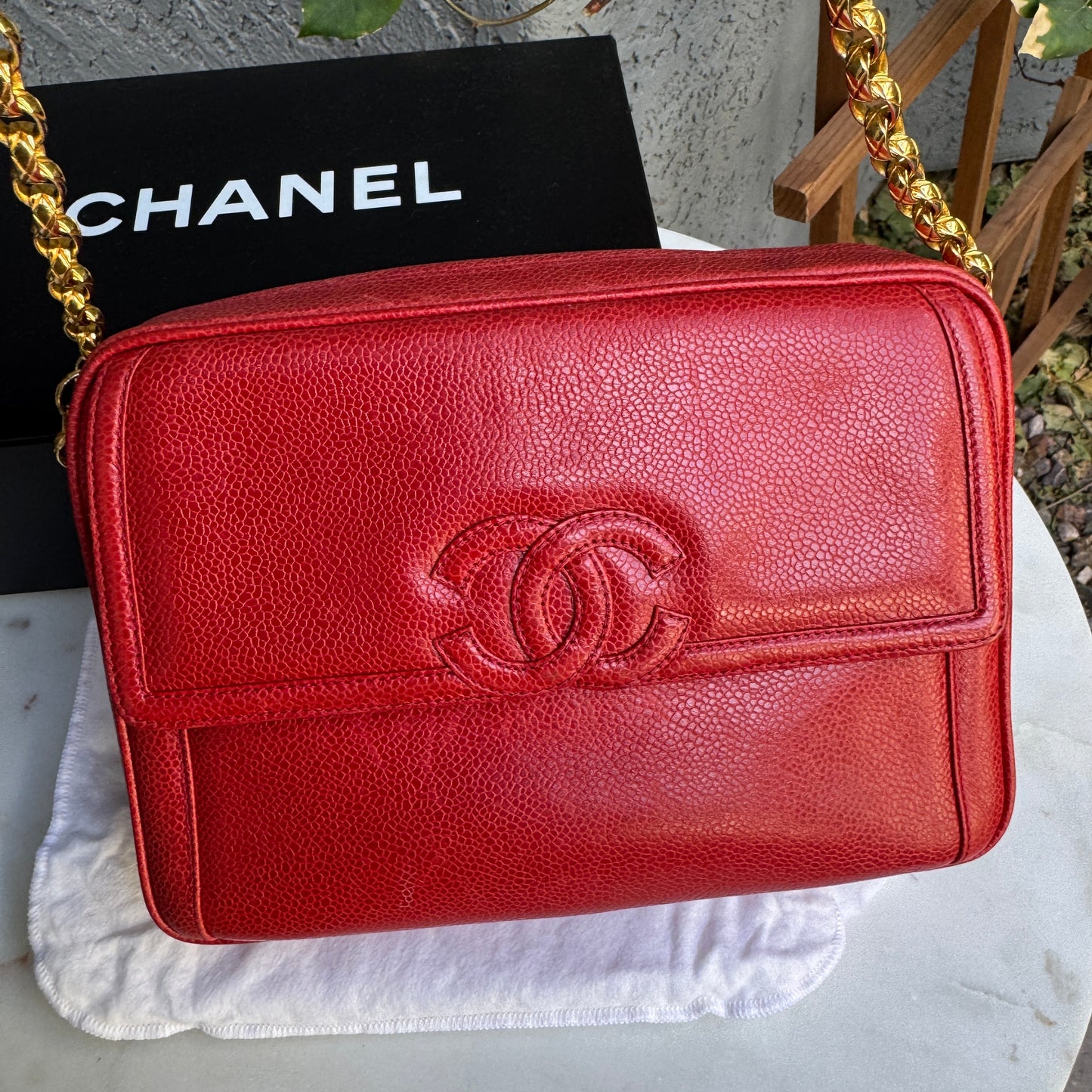 Chanel Caviar Leather Camera CC Vintage Flap Crossbody