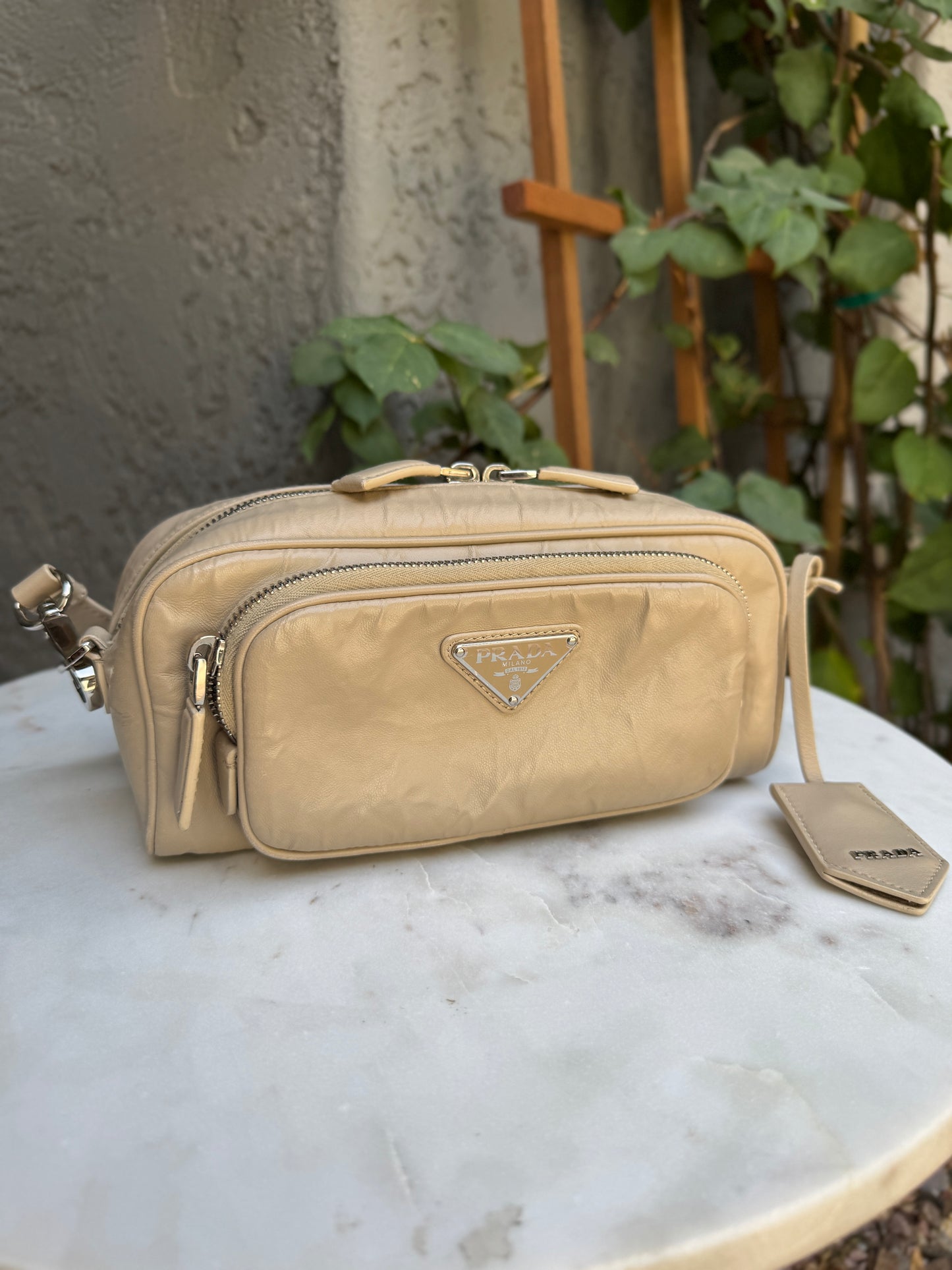 Prada Nappa Antique Leather Multi Pocket Crossbody