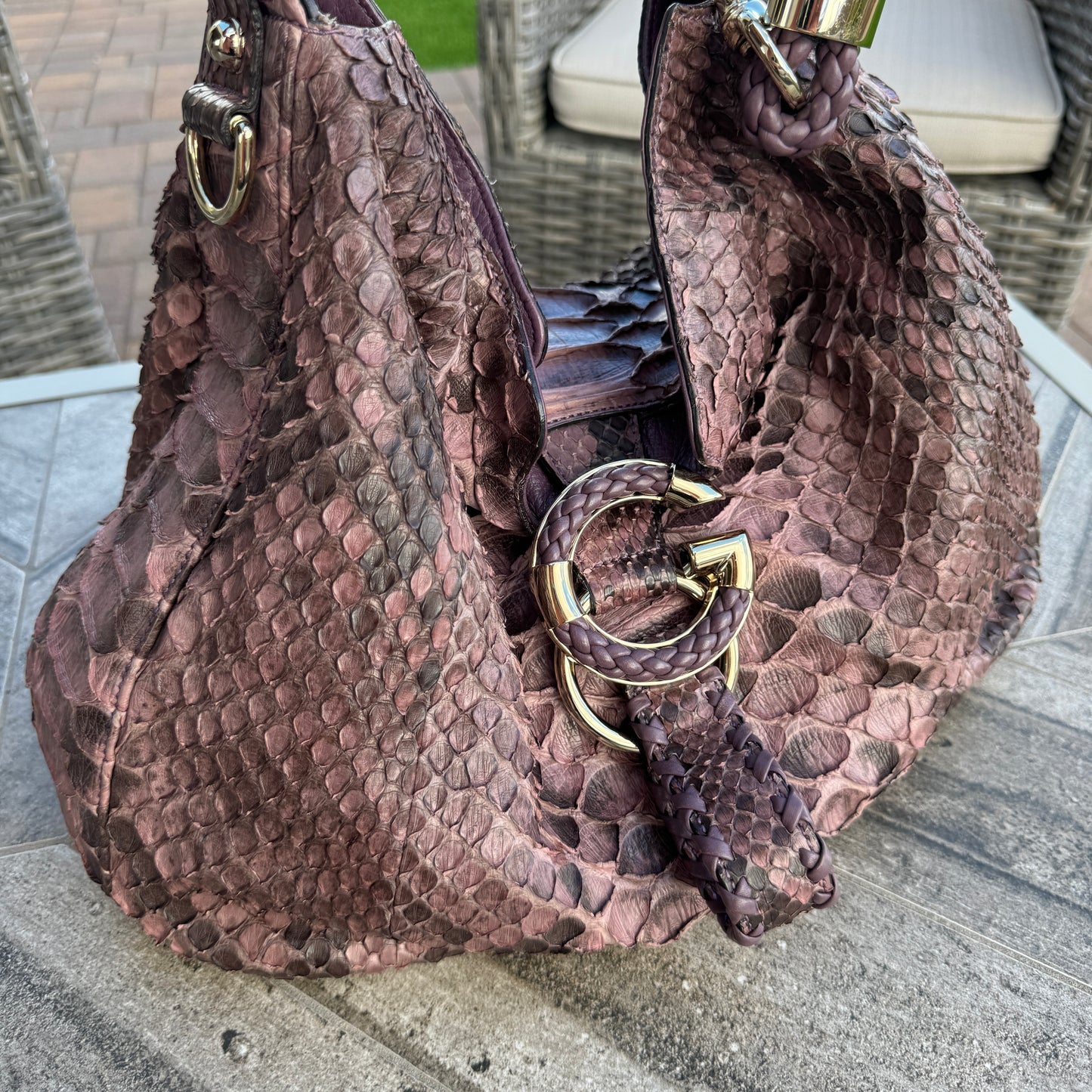 Gucci G Wave Python Hobo