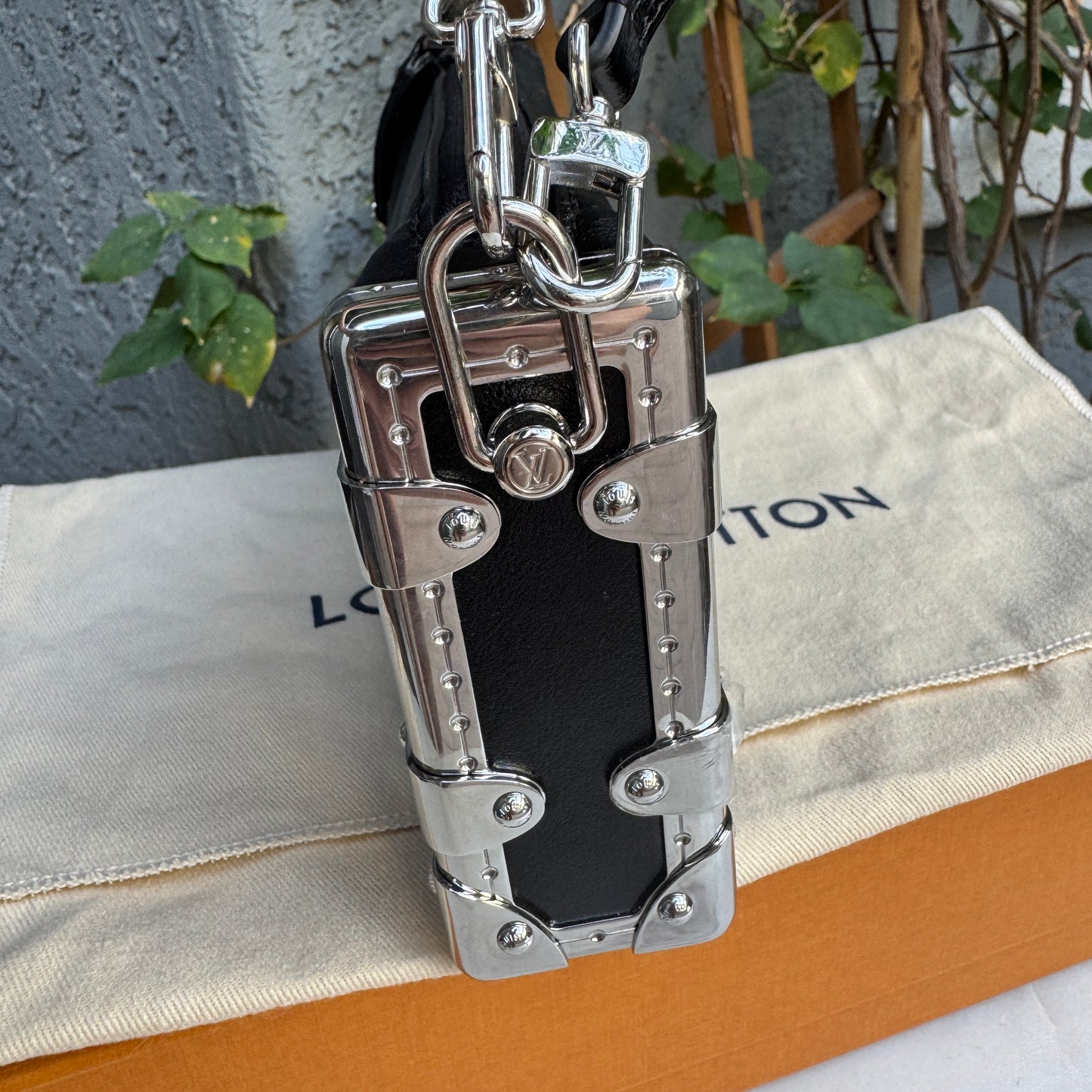 Louis Vuitton Calfskin Leather Soft Slim Trunk Crossbody