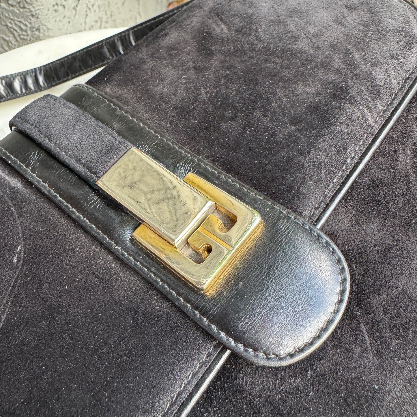 Gucci Vintage Suede Leather Flap Shoulder Bag