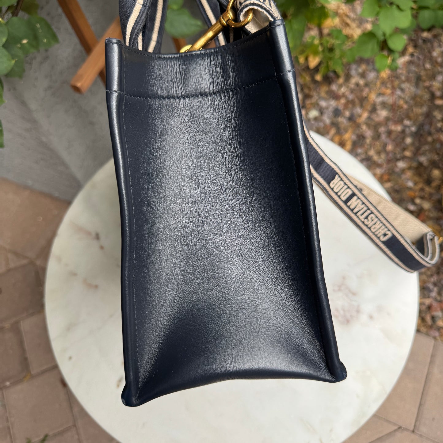 Christian Dior Oblique Embroidery and Calfskin Small Book Tote