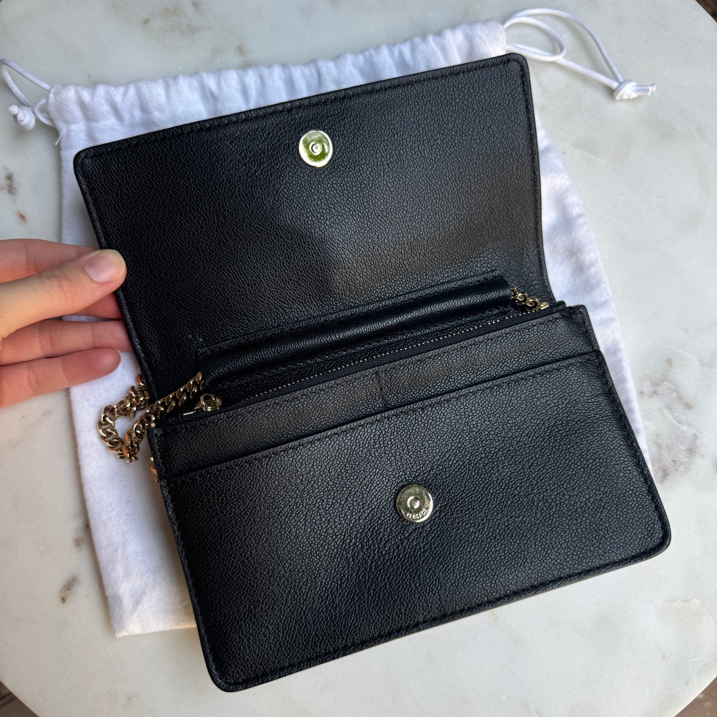 Versace Leather Medusa Chain Crossbody