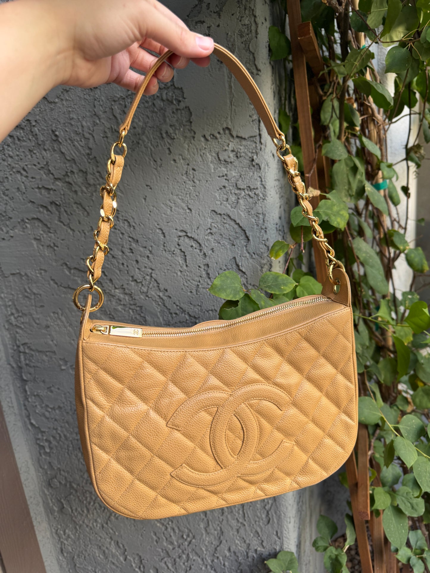 Chanel Timeless CC Quilted Caviar Leather Crescent Hobo Shoulder Bag