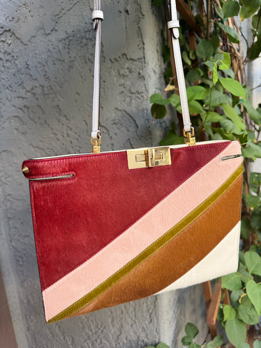 Fendi Pony Hair Leather Peekaboo Clutch Crossbody