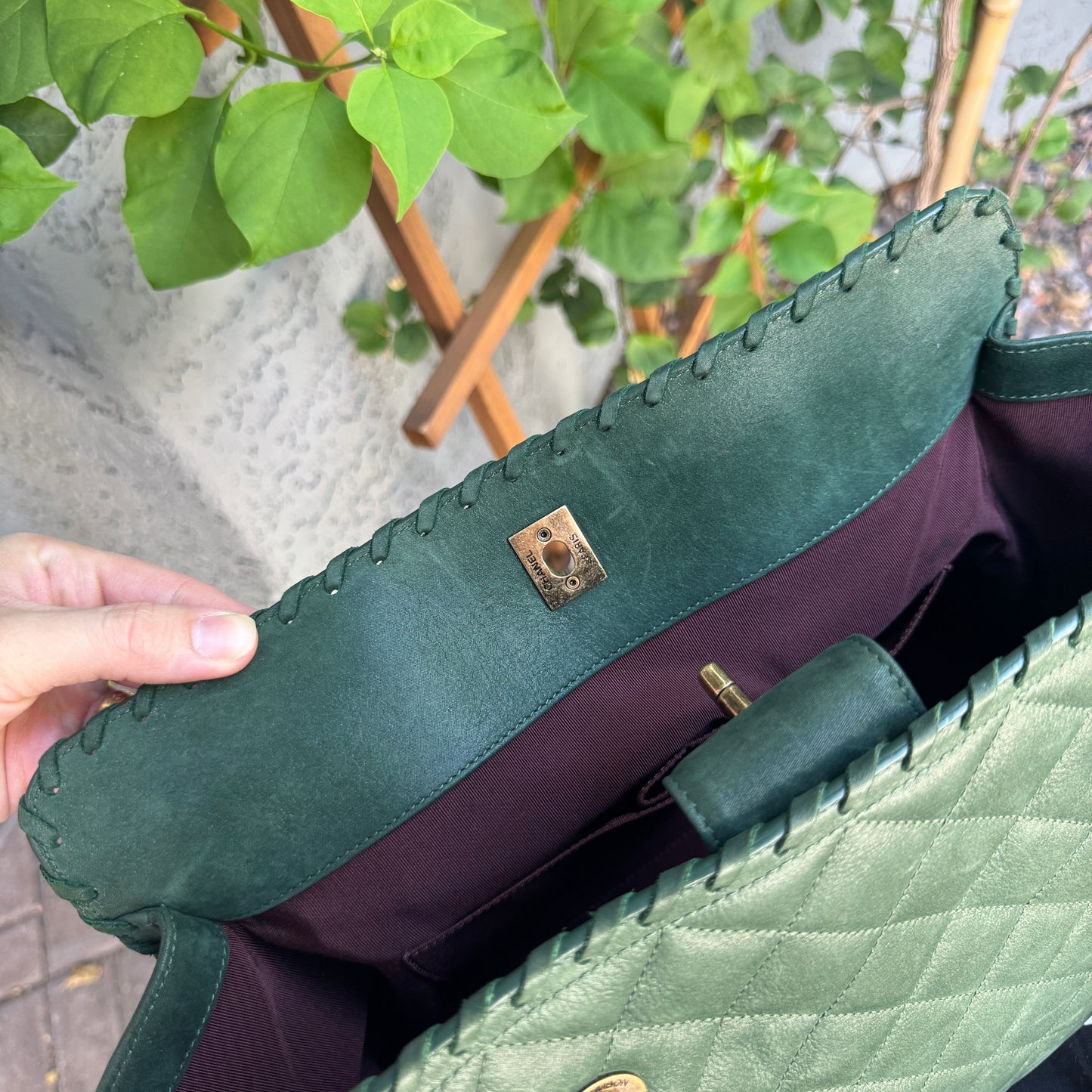 Chanel Nubuck Suede Quilted Whipstitch Happy Stitch Tote