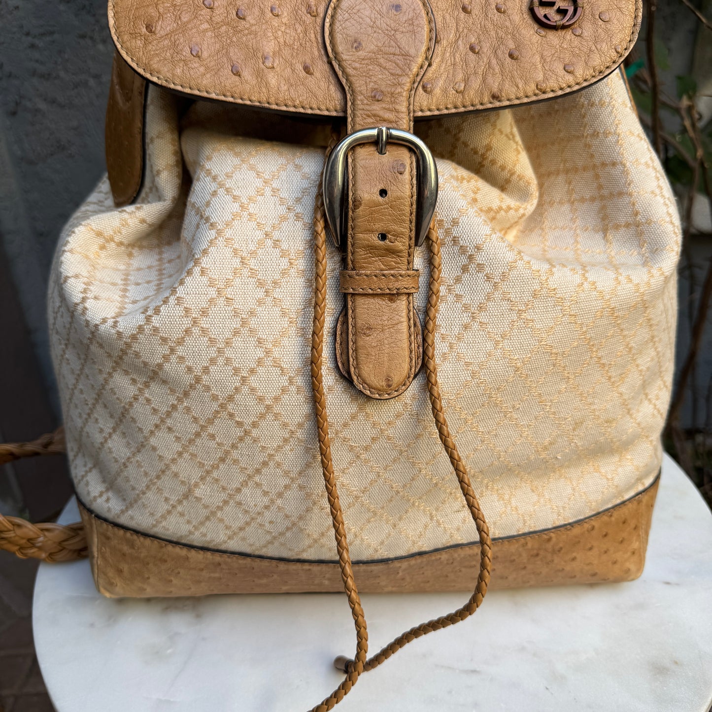 Gucci Ostrich Leather Convertible Backpack