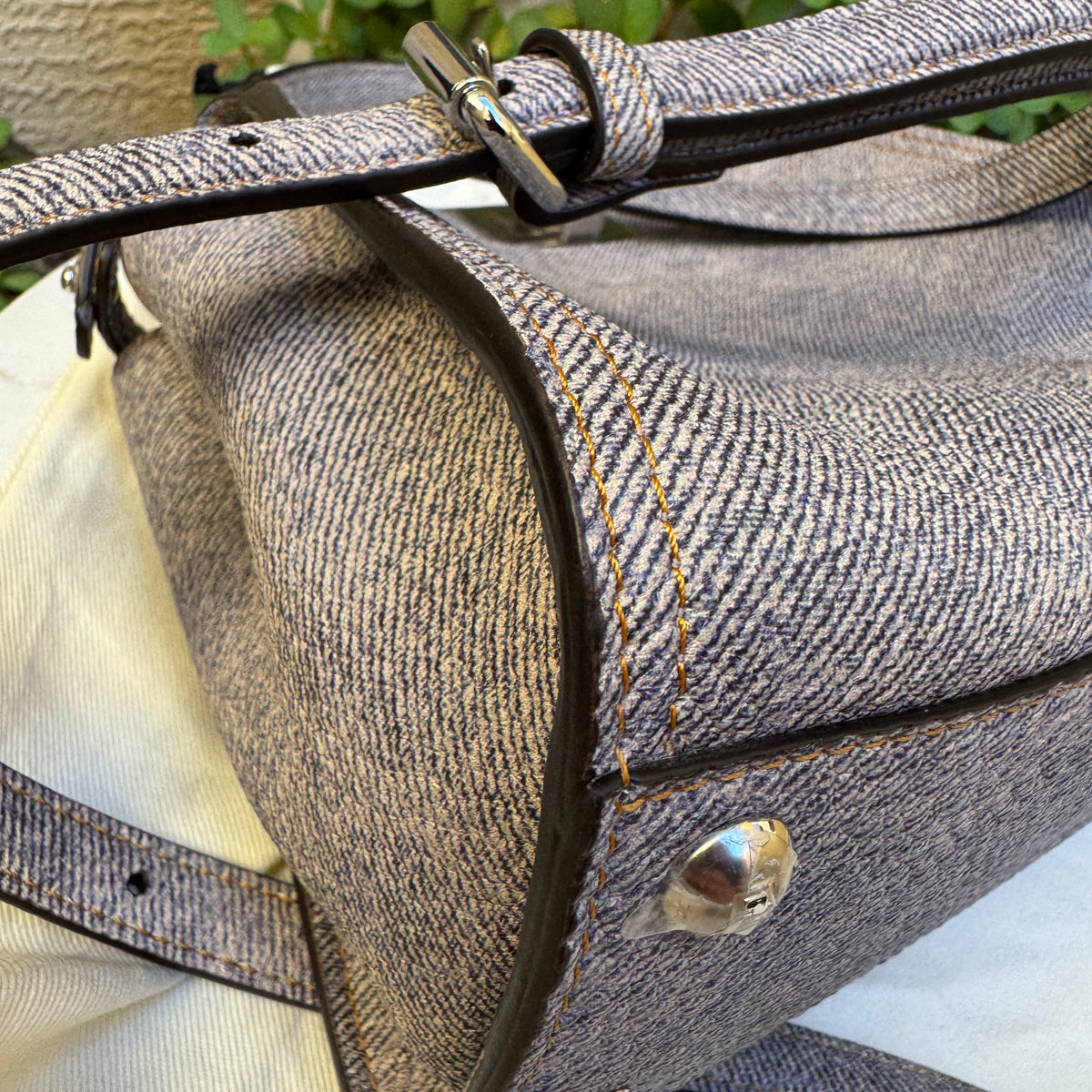 Fendi Denim Effect Leather Mini Peekaboo