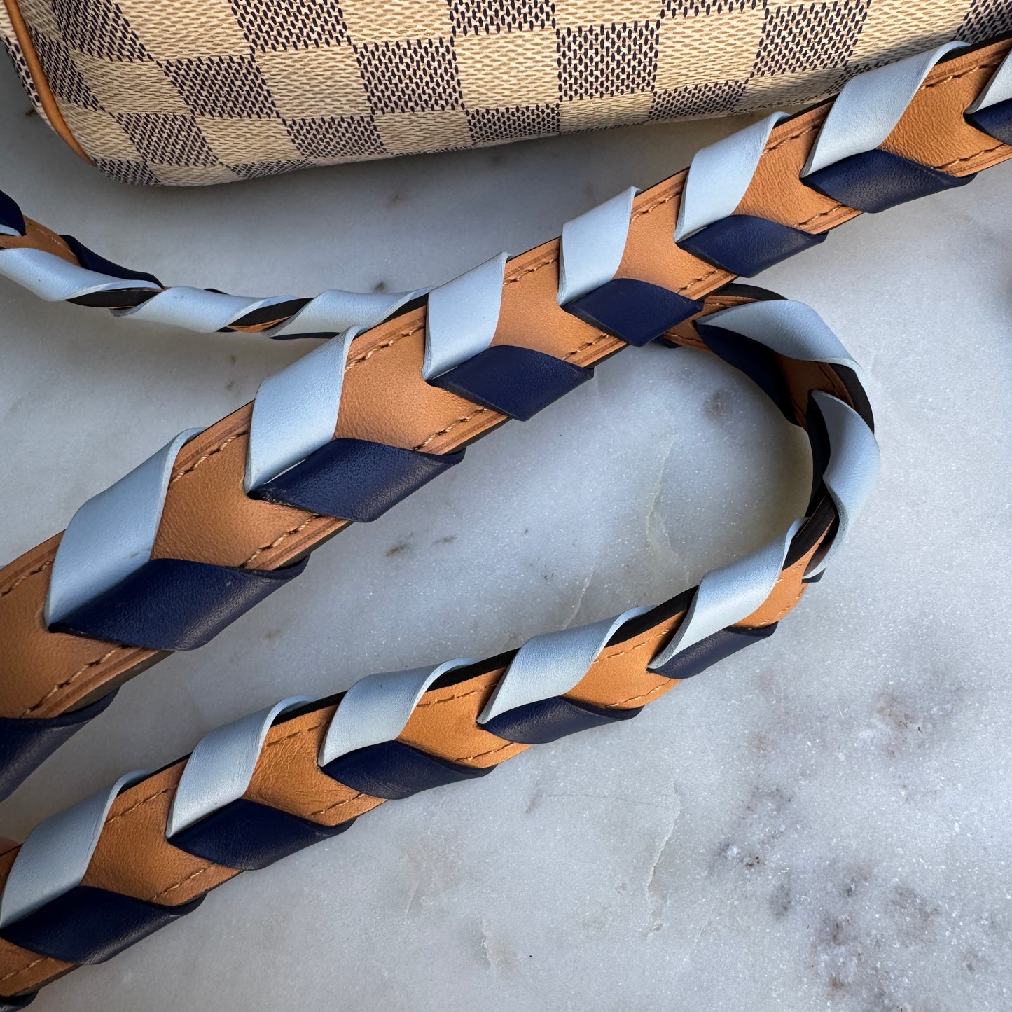 Louis Vuitton Damier Azur Canvas Braided Speedy 30 Bandouliere