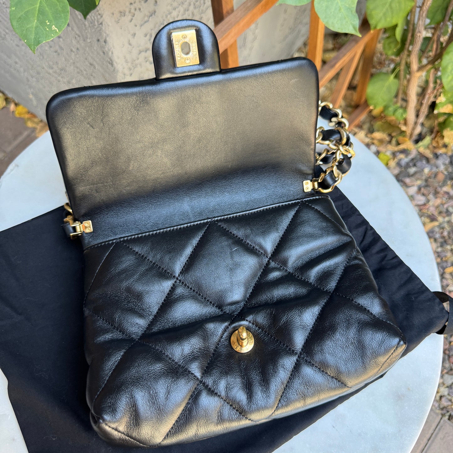 Chanel CC Bar Chain Handle Single Flap Quilted Lambskin Crossbody