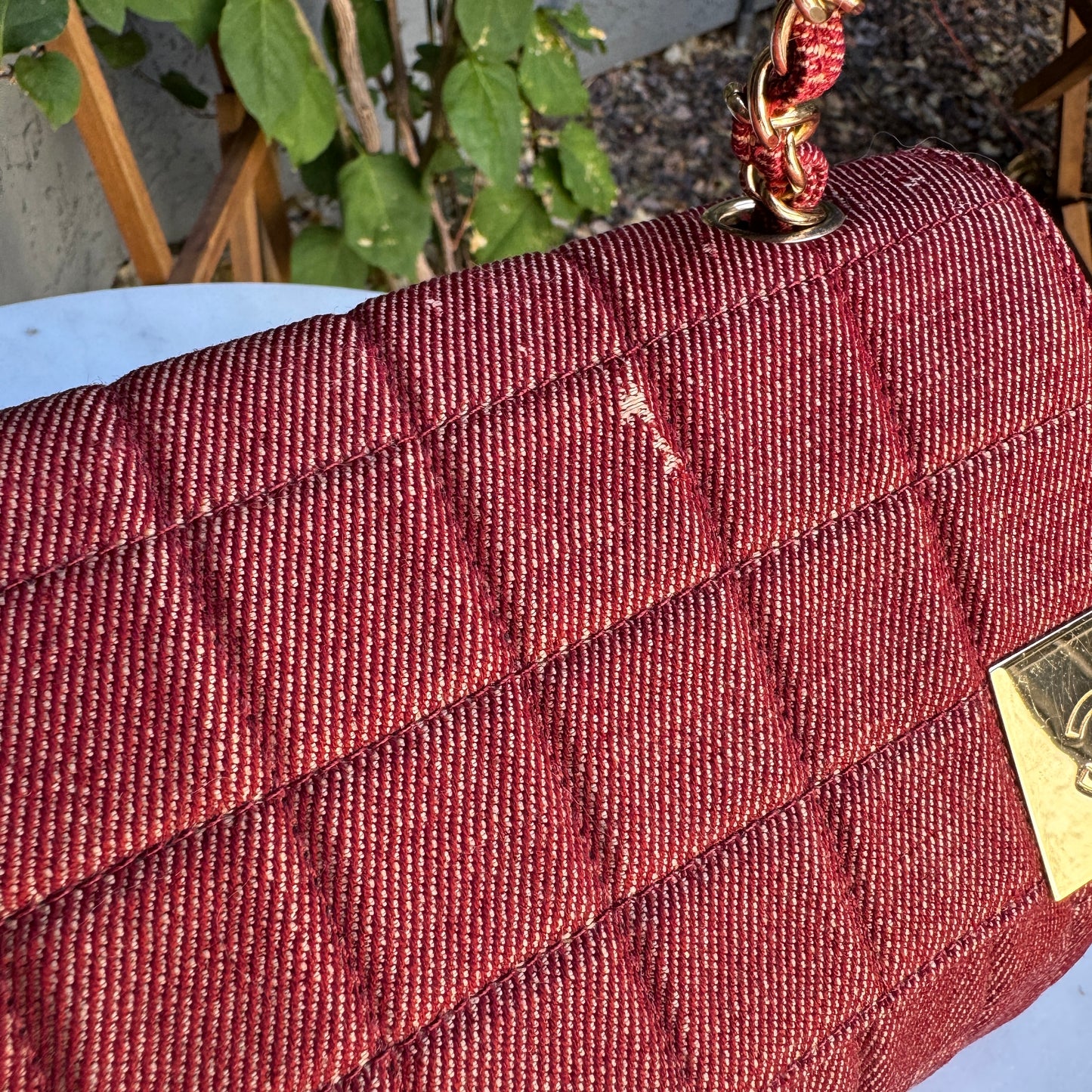 Chanel Vintage Denim Chocolate Bar Quilt Single Flap Shoulder Bag