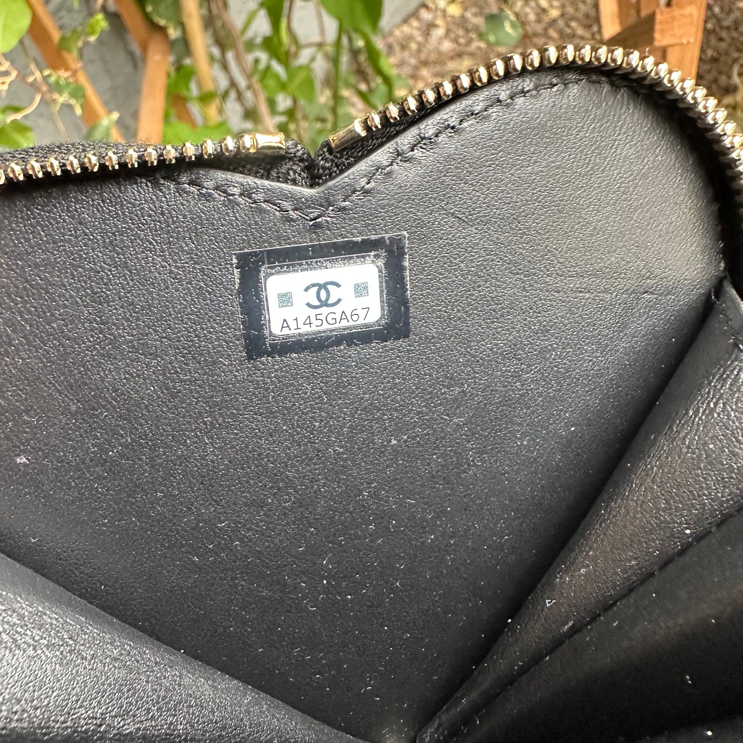 Chanel Patent Quilted Heart Zipped Coin Purse