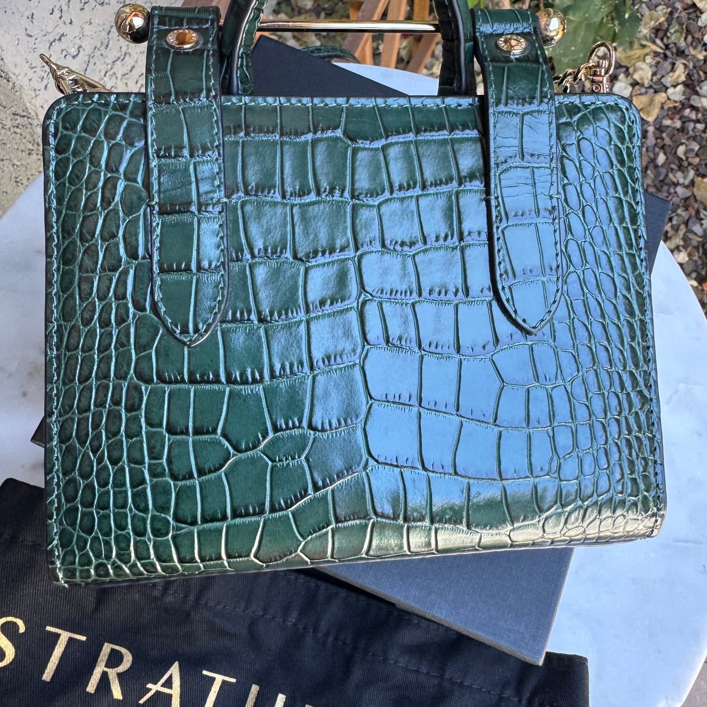 Strathberry Embossed Croc Leather Mini Tote Leather Crossbody