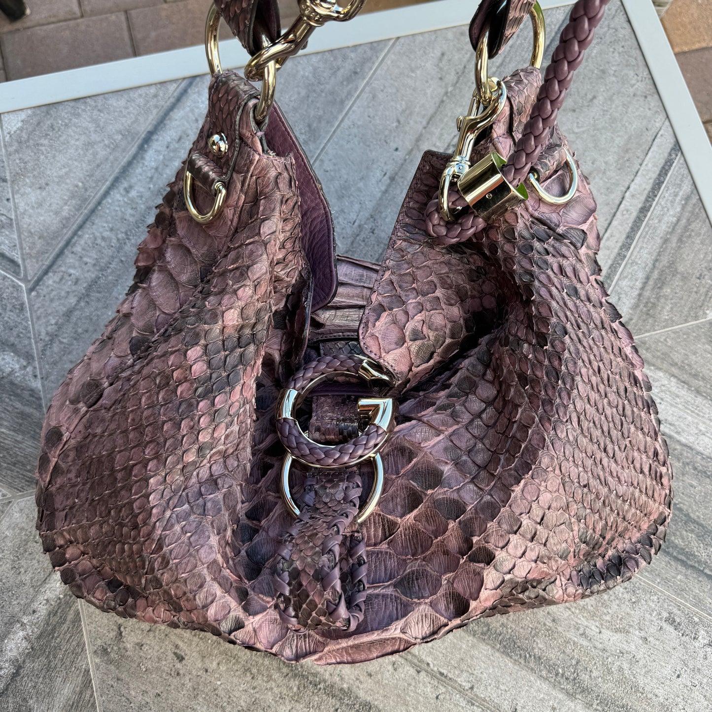 Gucci G Wave Python Hobo