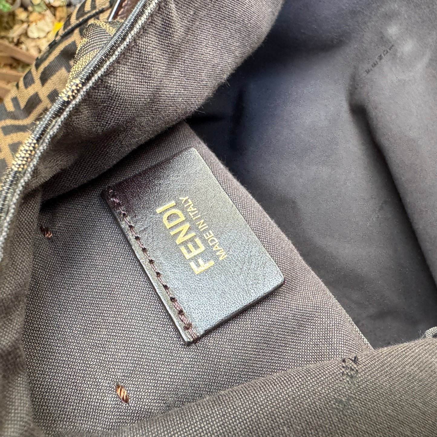 Fendi Turnlock Zucca Canvas Hobo Shoulder Bag