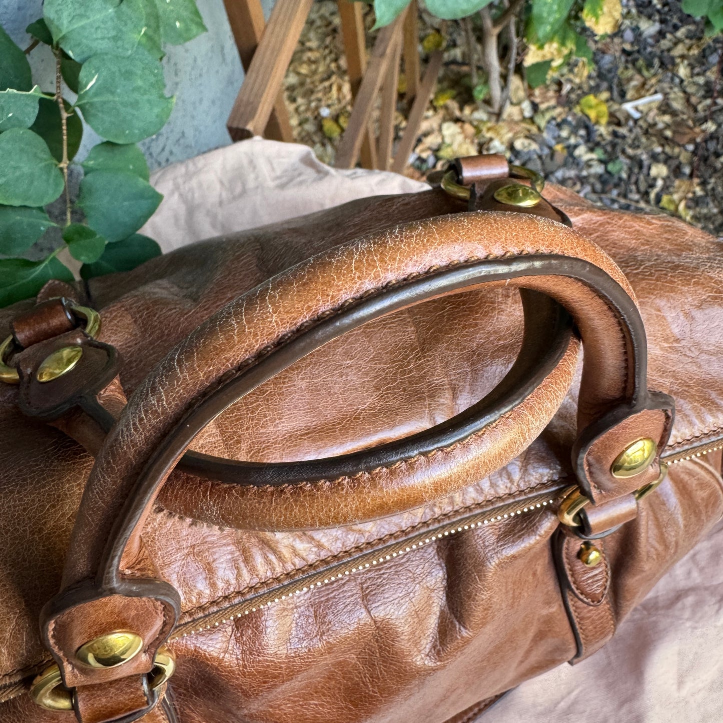 Miu Miu Vitello Lux Bow Leather Satchel