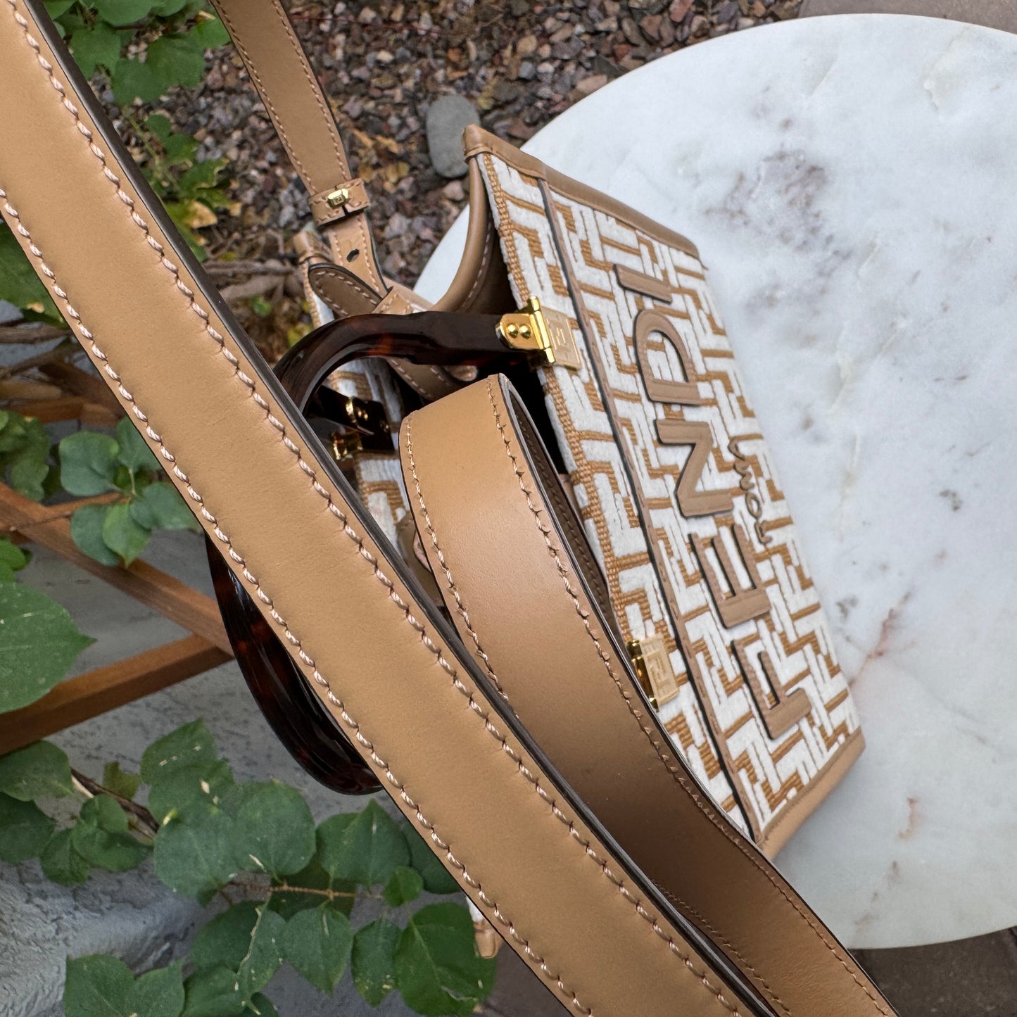 Fendi Small Zucca Monogram Woven Sunshine Shopper Tote