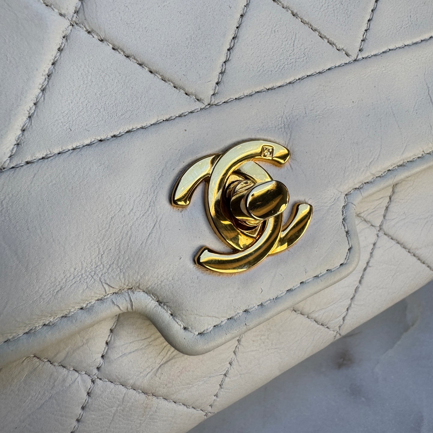 Chanel Diana Vintage Quilted Lambskin Small Single Flap Shoulder Bag