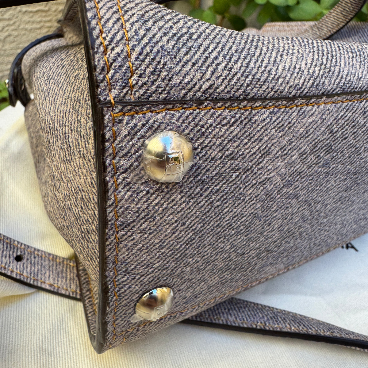 Fendi Denim Effect Leather Mini Peekaboo