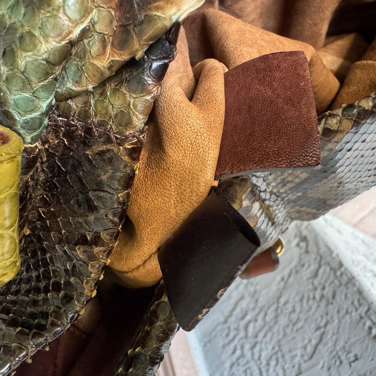 Prada Coccodrillo & Vitello Trimmed Pitone Patch Tote