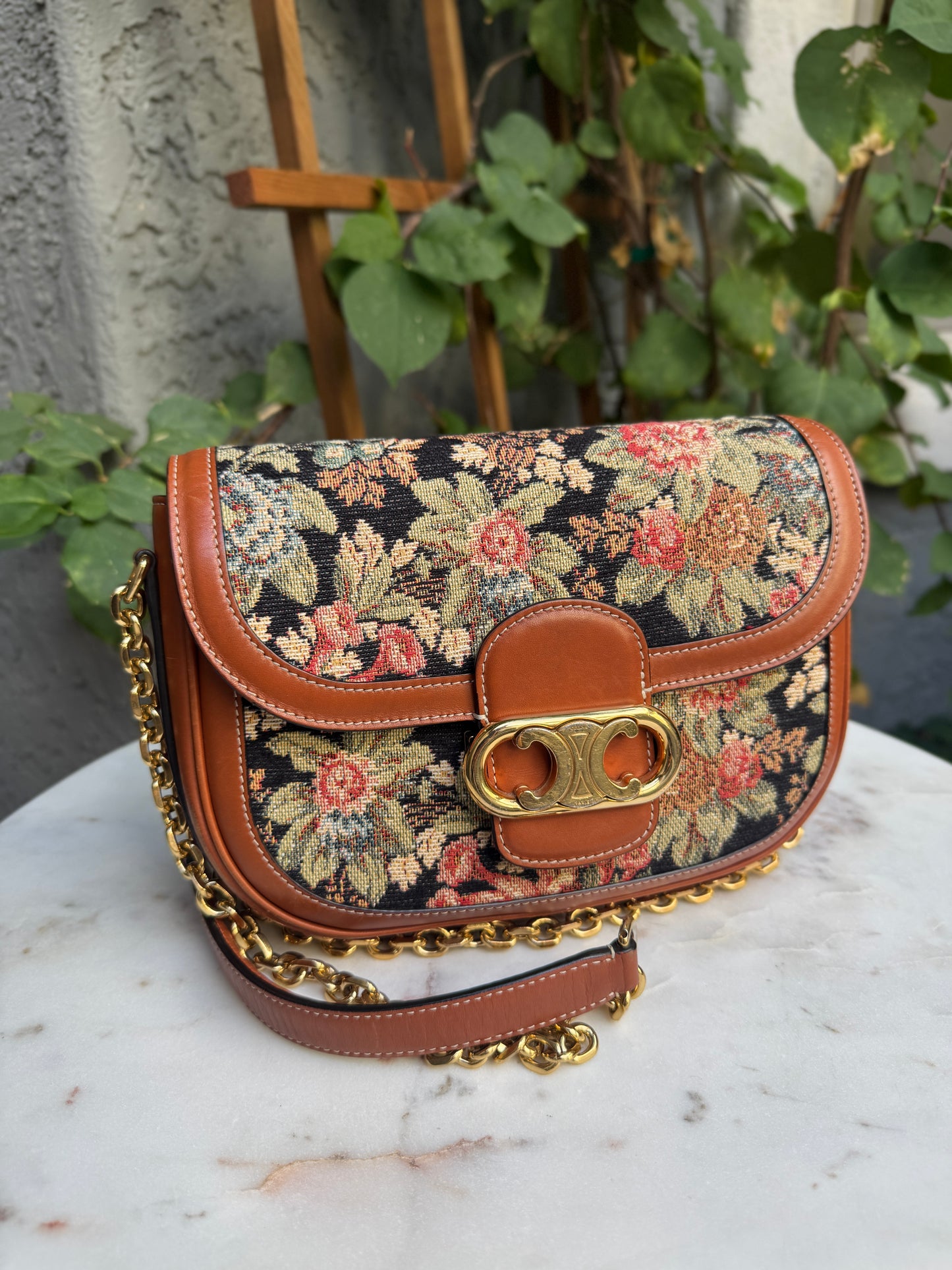 Celine Floral Jacquard Chain Maillon Triomphe