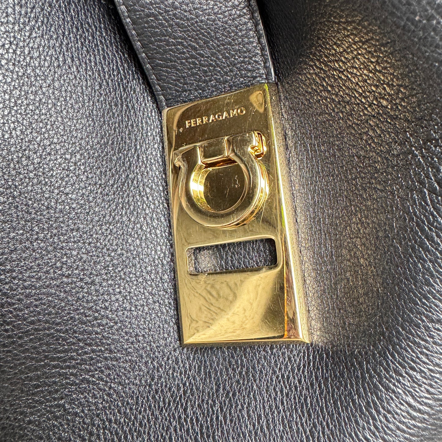 Ferragamo Archive Gancio Leather Hobo