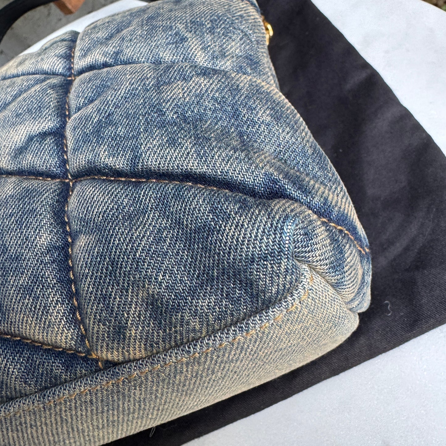 Saint Laurent Denim Toy LouLou Puffer Crossbody