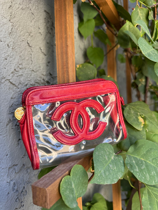 Chanel 90s Vintage CC Lambskin Vinyl Cosmetic Pouch