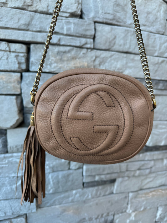 Gucci Leather Small Round Soho Crossbody