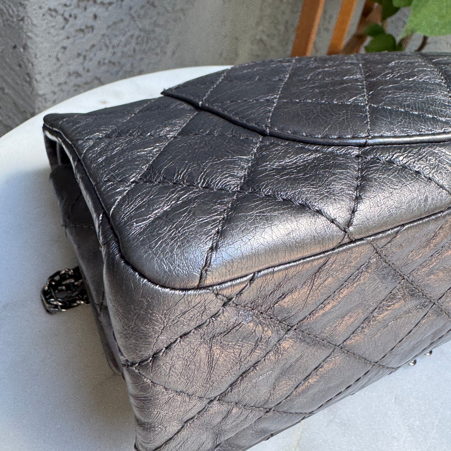Chanel 2.55 Reissue 227 Double Flap Metallic Aged Calfskin Shoulder Bag