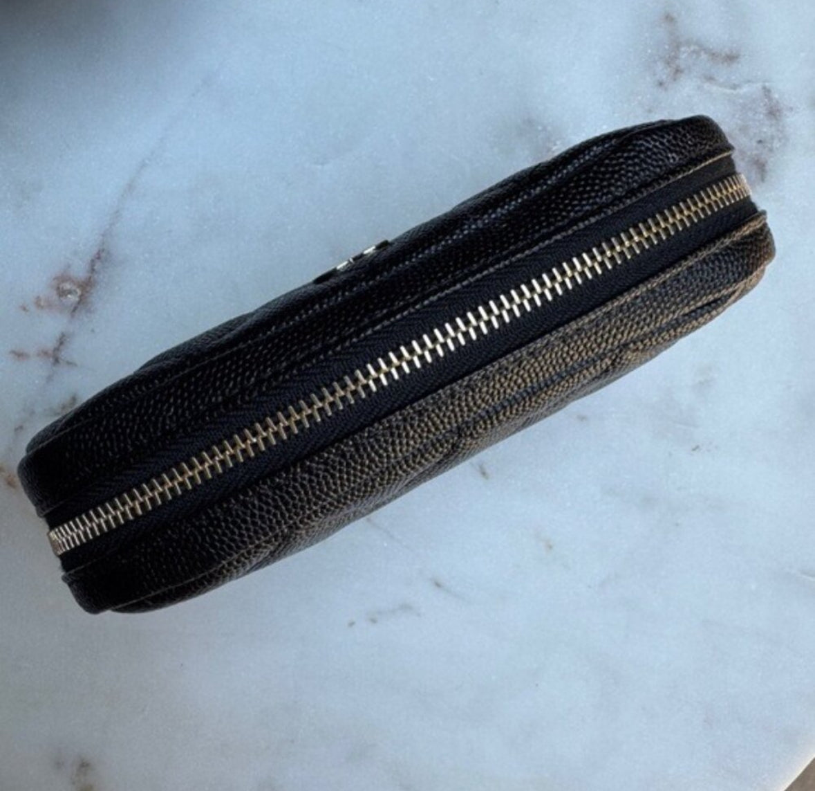 Chanel Small Curvy Quilted Caviar Cosmetic Pouch