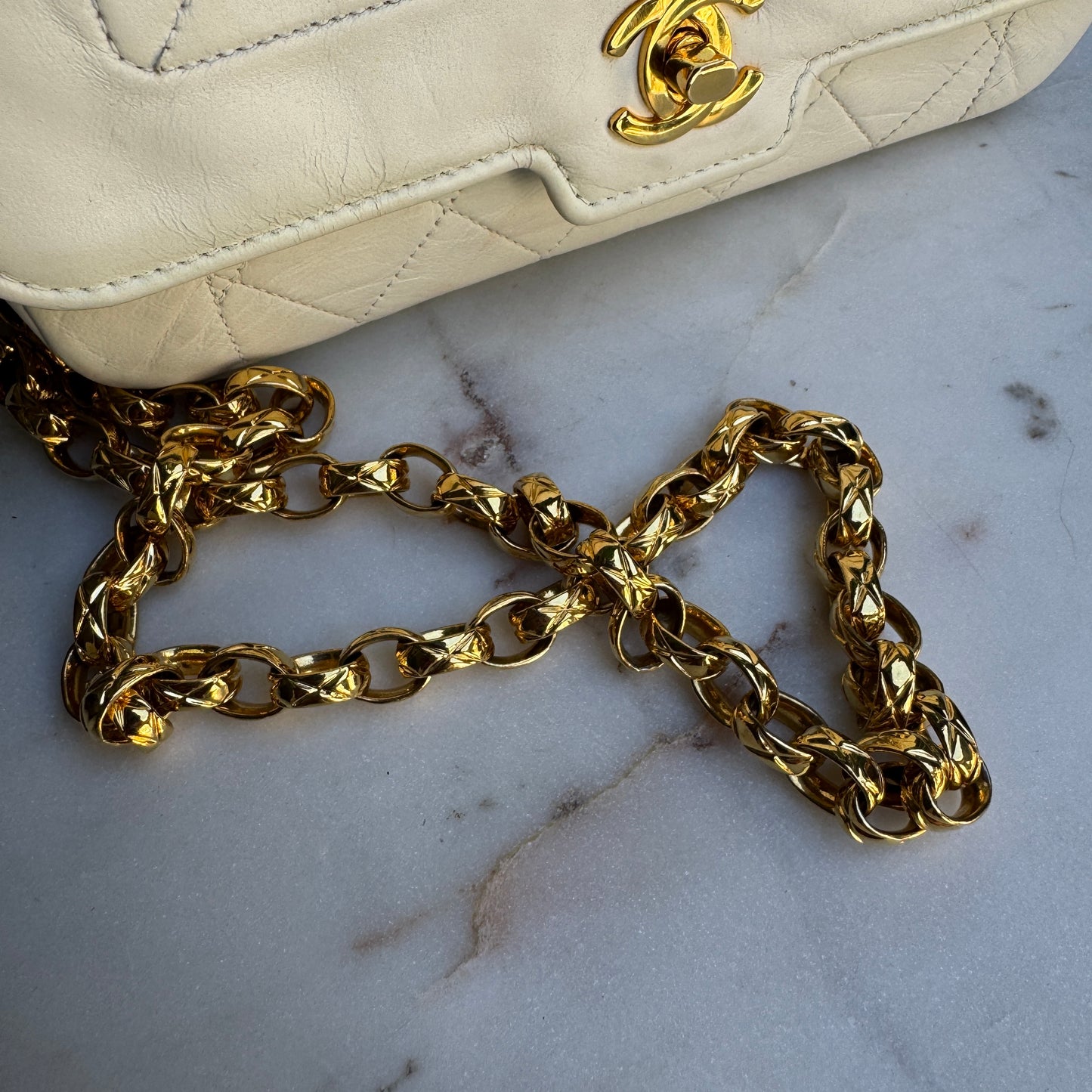 Chanel Diana Vintage Quilted Lambskin Small Single Flap Shoulder Bag