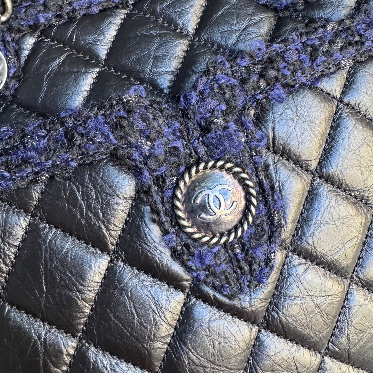 Chanel Calf Leather & Tweed Grand Shopping Secrets Tote