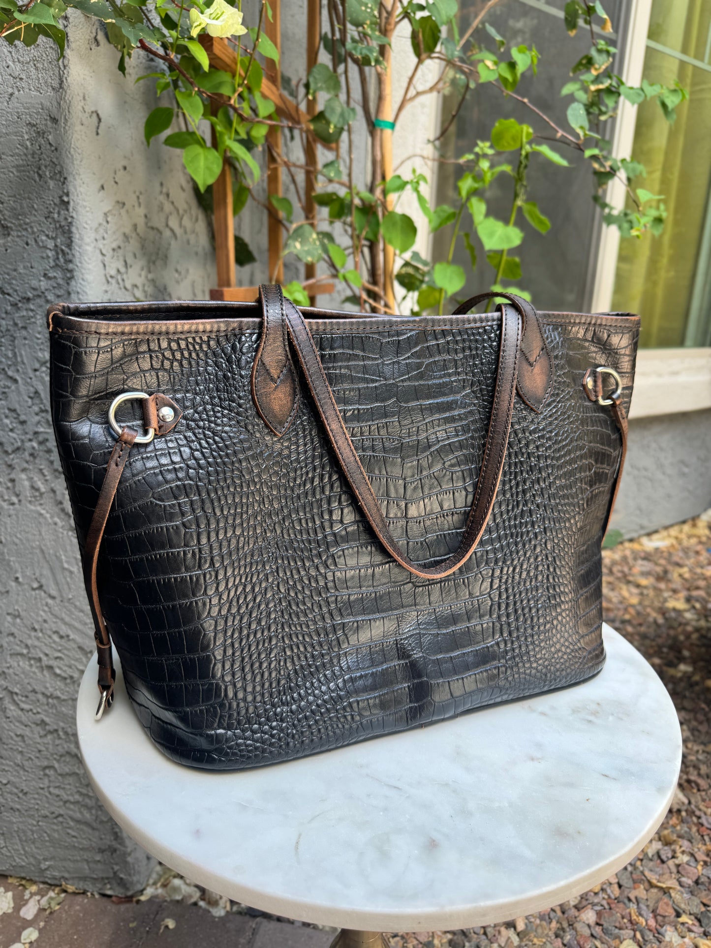 Freebird Embossed Crocodile Leather Mara Tote